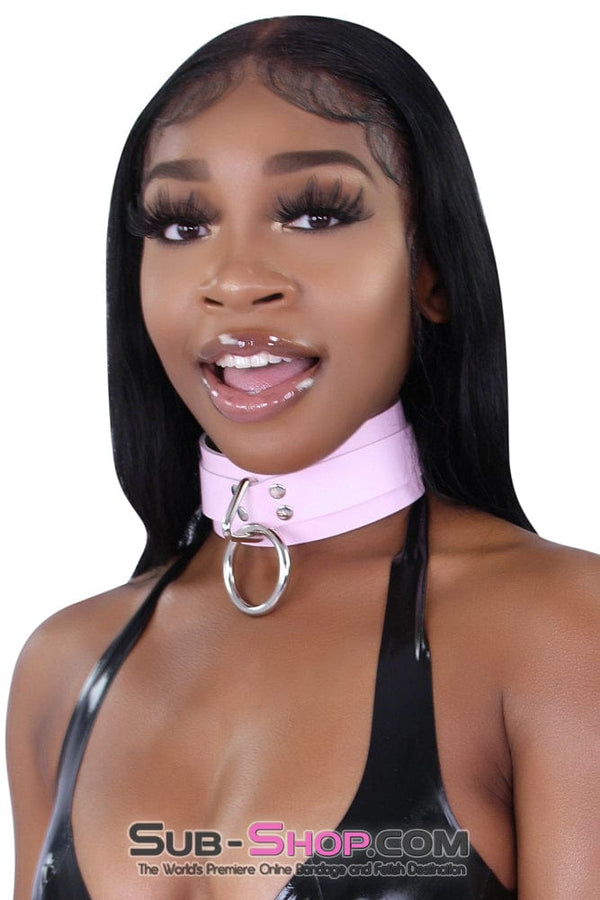 0991A      Captured Beauty Princess Pink Leather Bondage Collar Collar   , Sub-Shop.com Bondage and Fetish Superstore