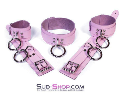 0991A      Captured Beauty Princess Pink Leather Bondage Collar Collar   , Sub-Shop.com Bondage and Fetish Superstore
