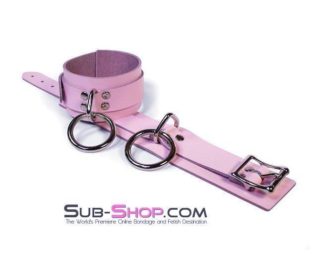 0993A-SIS      Captured Beauty Sissy Vixen Princess Pink Leather Bondage Ankle Cuffs Sissy   , Sub-Shop.com Bondage and Fetish Superstore