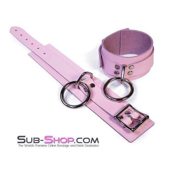0993A      Captured Beauty Princess Pink Leather Bondage Ankle Cuffs Wrist and Ankle Bondage   , Sub-Shop.com Bondage and Fetish Superstore