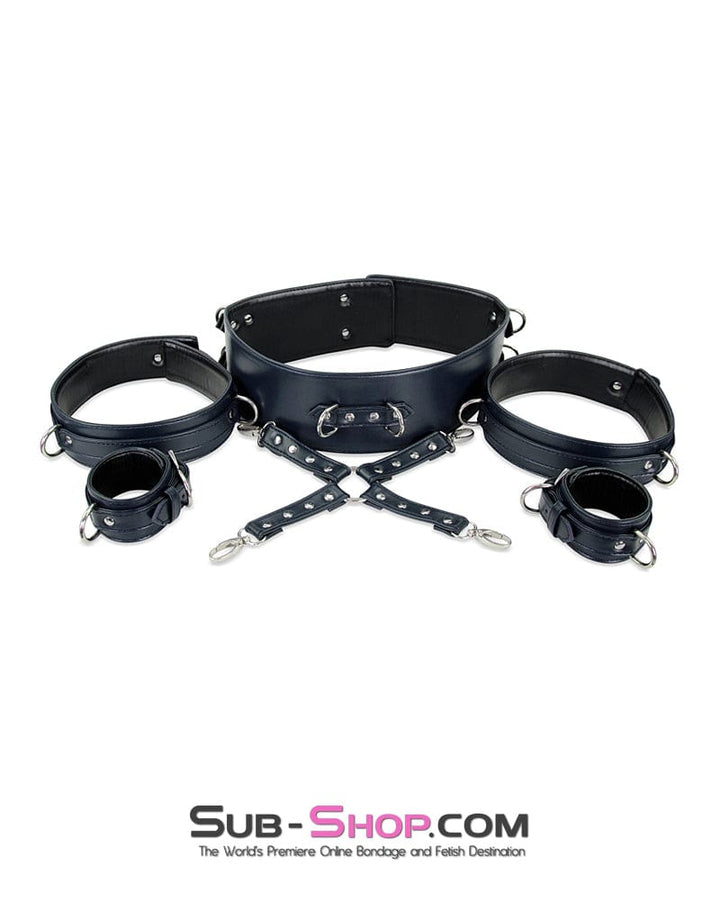 9947M      Padded Bondage Belt, Thigh Cuffs, Wrist Cuffs and Connector Strap Full Bondage Set Bondage Set   , Sub-Shop.com Bondage and Fetish Superstore