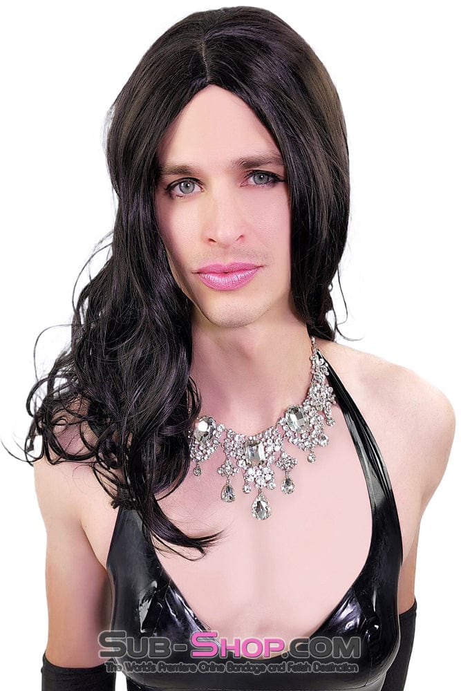 9955RS-SIS      Glamour Sissy Girl Curly 22” Black Wig Sissy   , Sub-Shop.com Bondage and Fetish Superstore