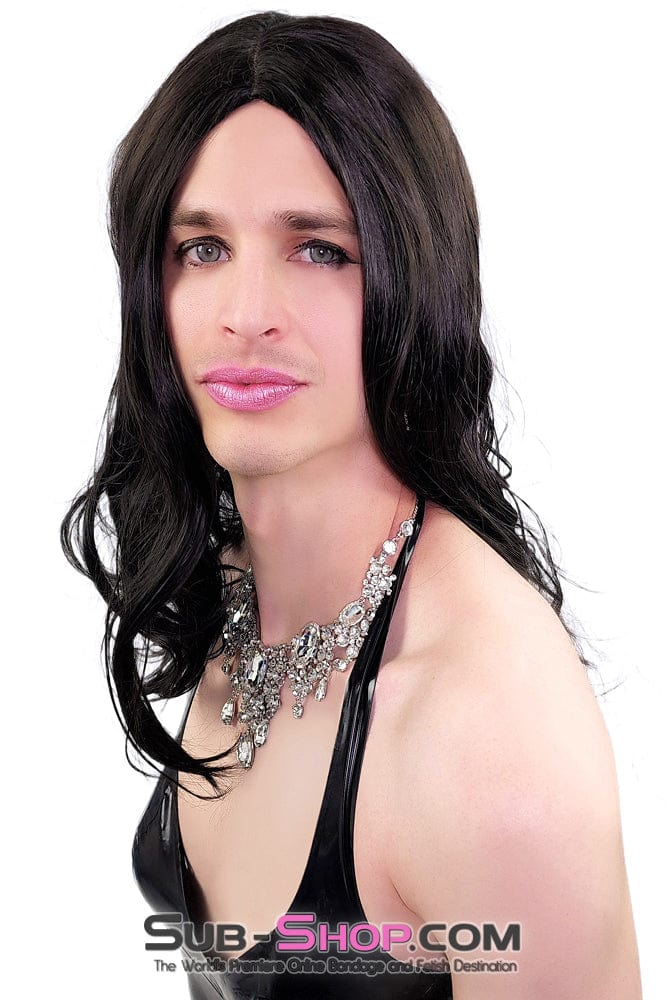 9955RS-SIS      Glamour Sissy Girl Curly 22” Black Wig Sissy   , Sub-Shop.com Bondage and Fetish Superstore