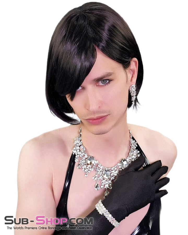 9962AE-SIS      Pretty Sissy Liza 10" Short Bobbed Black Wig Sissy   , Sub-Shop.com Bondage and Fetish Superstore