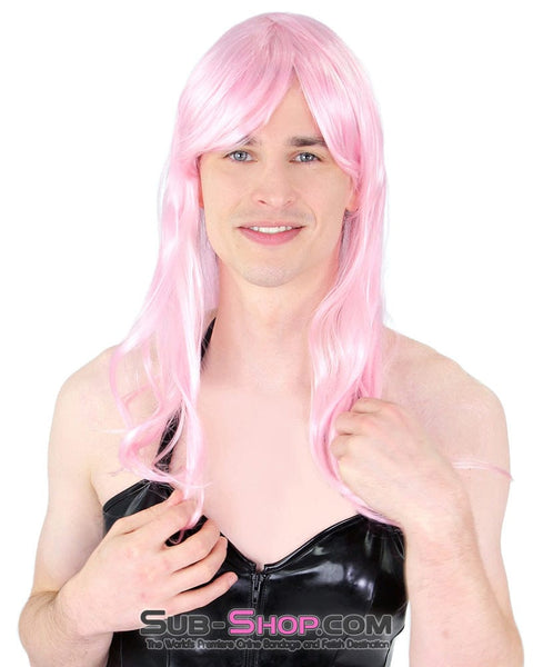 9966AE-SIS      Pretty Sissy in Pink 24" Long Sexy Roleplay Wig Sissy   , Sub-Shop.com Bondage and Fetish Superstore