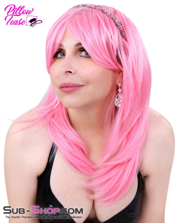 9966AE      Pretty in Pink 24" Long Sexy Roleplay Wig Wig   , Sub-Shop.com Bondage and Fetish Superstore