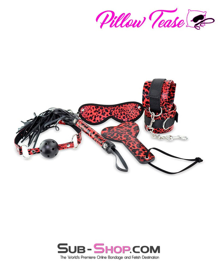 9972M      Leopard Blindfold, Cuffs, Gag, Whip and Paddle Bondage Fantasy Set Bondage Set   , Sub-Shop.com Bondage and Fetish Superstore