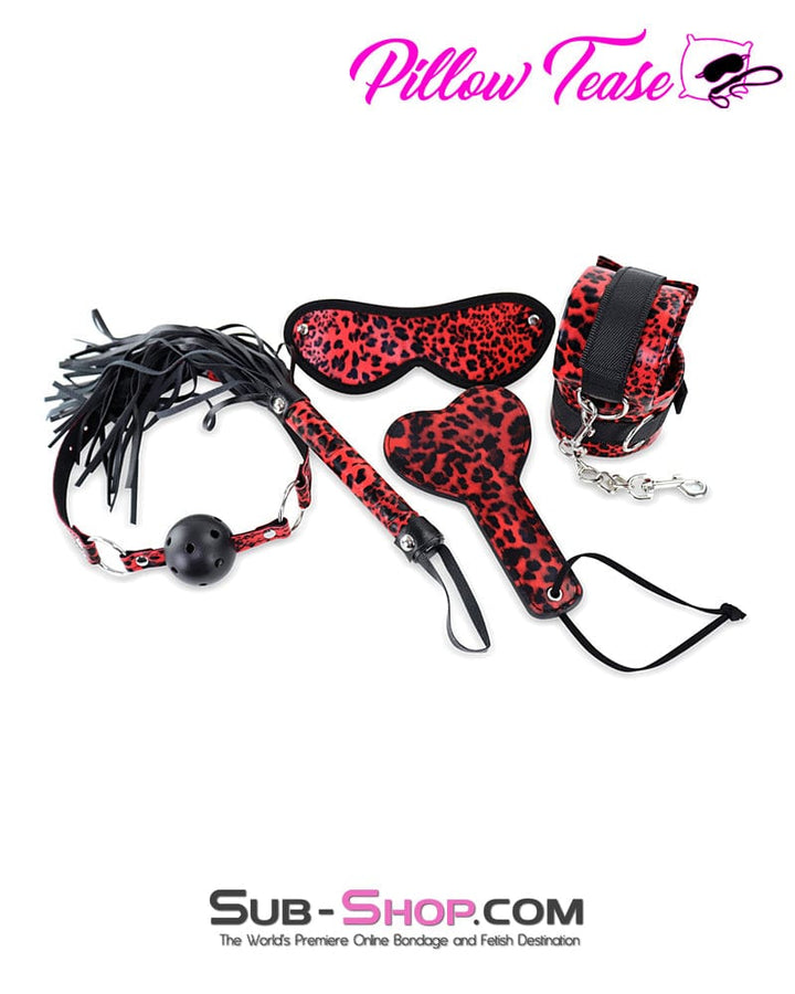 9972M      Leopard Blindfold, Cuffs, Gag, Whip and Paddle Bondage Fantasy Set Bondage Set   , Sub-Shop.com Bondage and Fetish Superstore