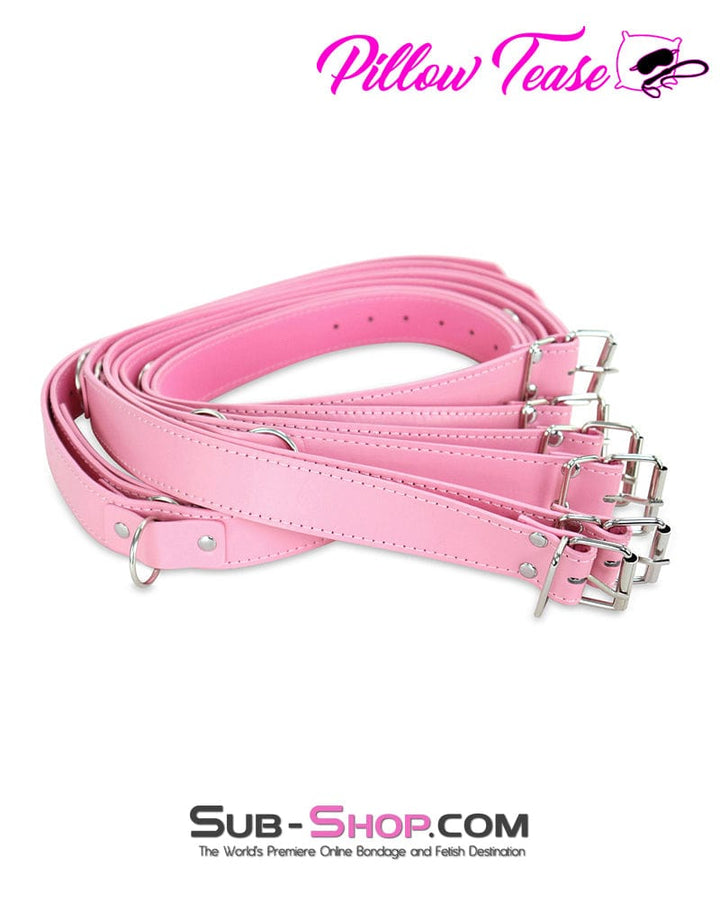9985DL      Set of 6 Buckling Bondage Belts with D-Rings, Princess Pink Straps   , Sub-Shop.com Bondage and Fetish Superstore