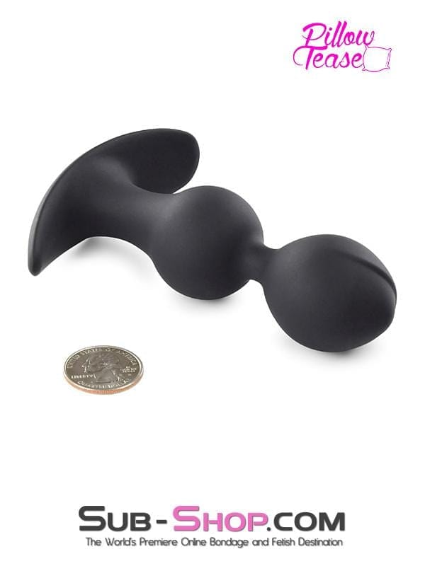 Anal Toys 0783M      Double Bulb Black Silicone Anal Plug