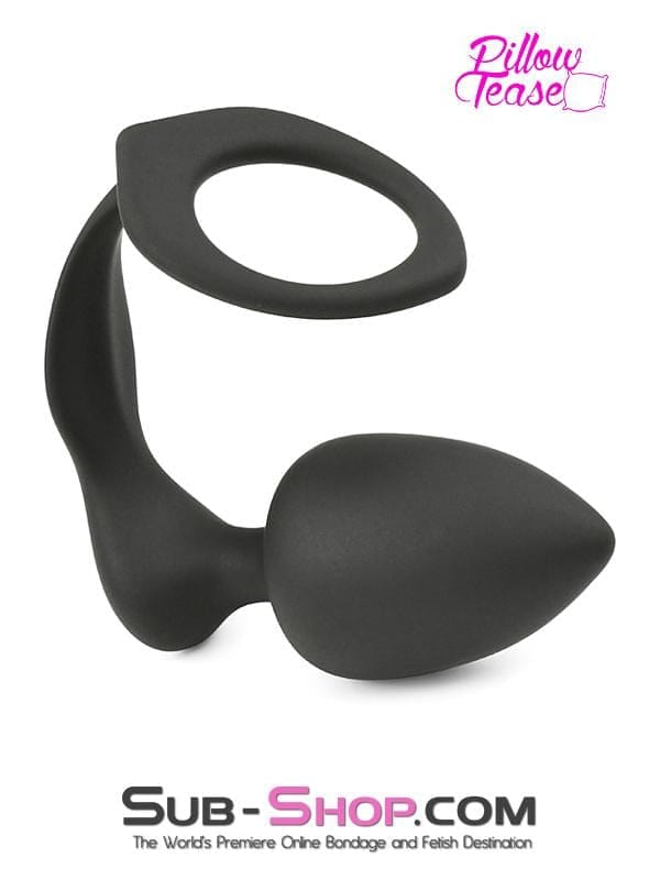 Anal Toys 1553M      Silicone Cock Ring and Anal Plugger, Medium Plug