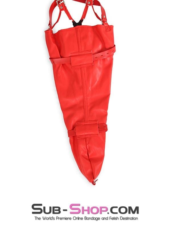 Armbinder 0602M      Locked in Lust Red Zippered Armbinder with Locking Straps