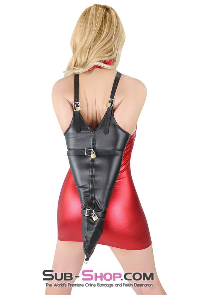 Armbinder 7303M      Ultimate Fantasy Zippered Single Glove Bondage Armbinder with Locking Straps