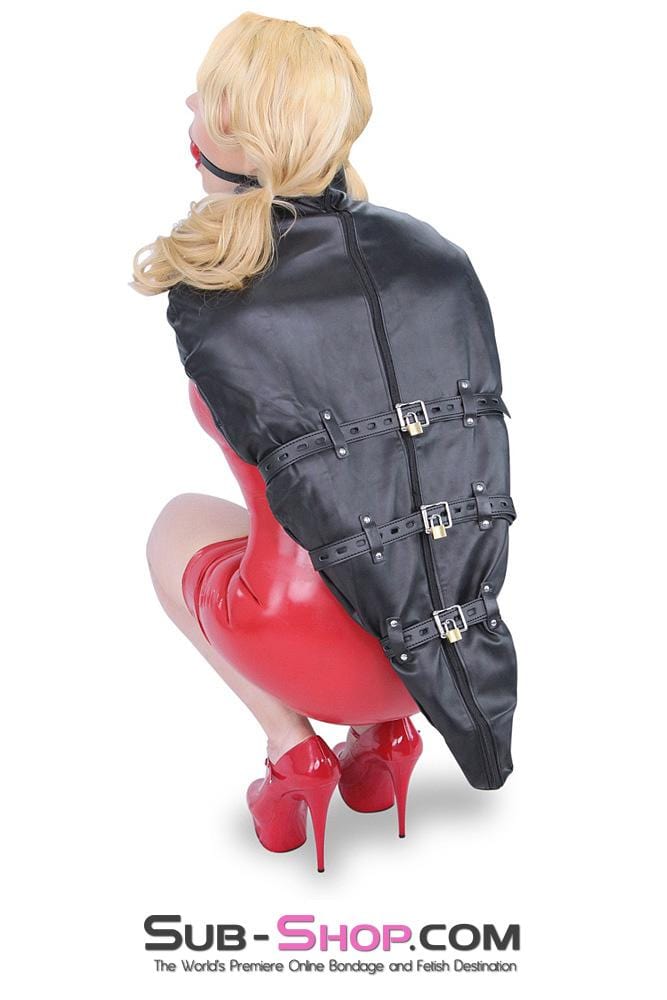Armbinder 9016DL      Helpless Slave Satin Lined Locking Armbinder Bondage Top