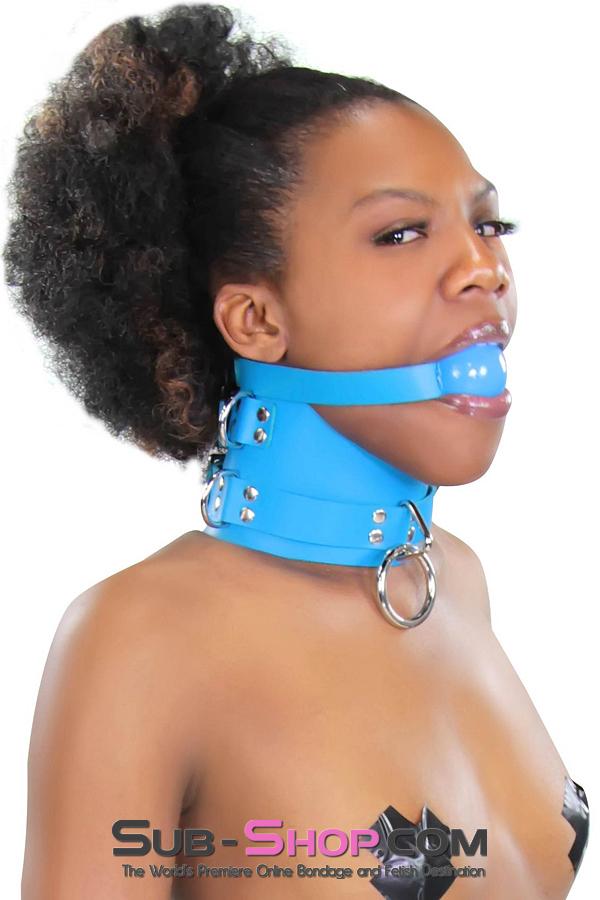 Ballgag 2444A      Candy Blue Leather Classic Ball Gag Strap, Royal Blue Ball
