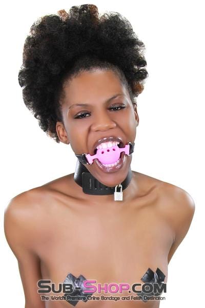 Ballgag 3846RS      Medium Pink Silicone Breather Ball Gag on Locking Black Strap