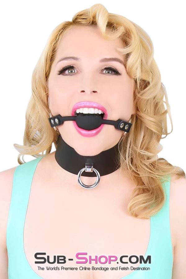 Ballgag 7362A      Silicone Premium Leather Strap Black Ball Gag
