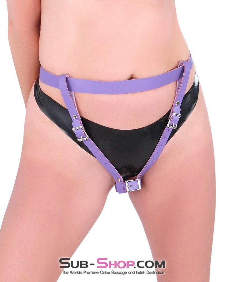 Belt 2219A      Violet Obsession Leather Endless Forced Fantasy Orgasms Vibrating Wand Bondage Belt