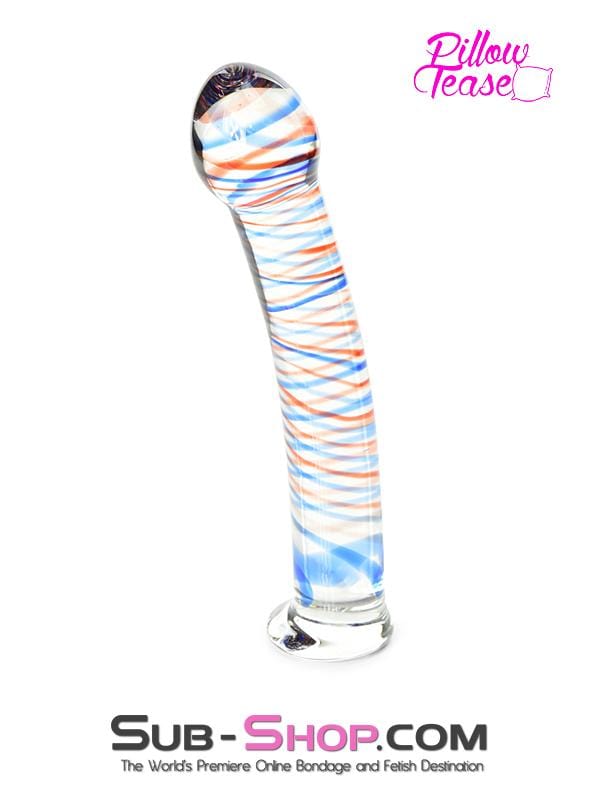 Black Friday Blowout 0591M      Candy Cane Red and Blue Striped Glass Massager - LAST CHANCE - Final Closeout!