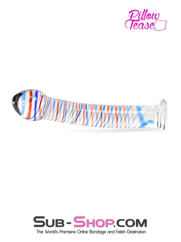 Black Friday Blowout 0591M      Candy Cane Red and Blue Striped Glass Massager - LAST CHANCE - Final Closeout!