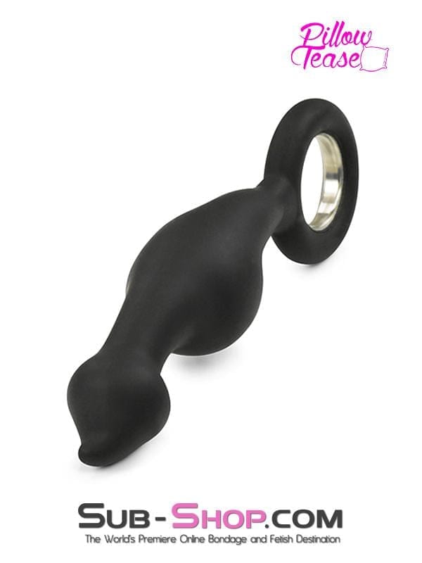 Black Friday Blowout 1650M      Double Bulb Silicone Anal Massager with Metal Pull Ring - LAST CHANCE - Final Closeout!