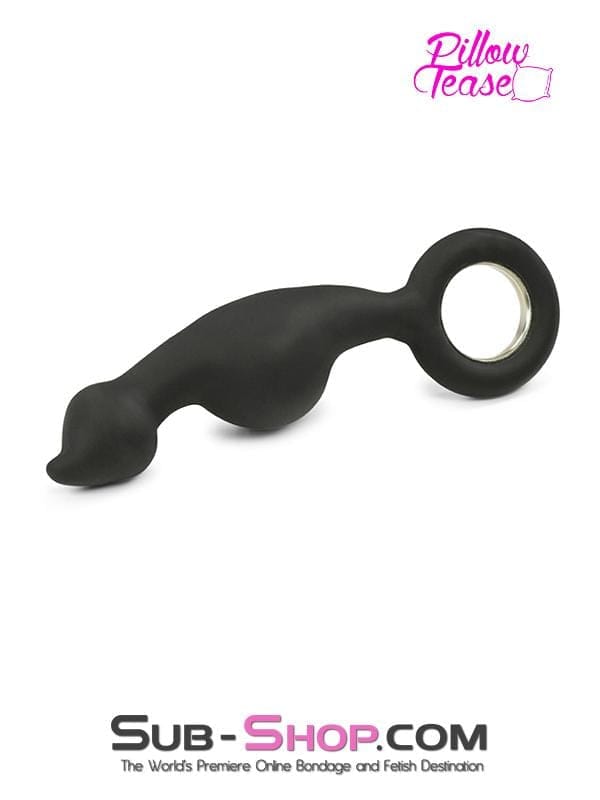 Black Friday Blowout 1650M      Double Bulb Silicone Anal Massager with Metal Pull Ring - LAST CHANCE - Final Closeout!