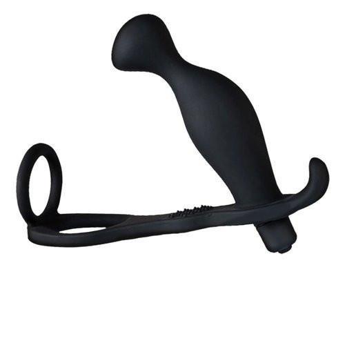 Black Friday Blowout 3500M      Balls 'N All Black Silicone P-Spot Vibrator & Cock Rings Set - LAST CHANCE - Final Closeout!