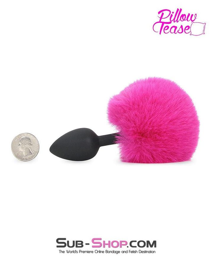 Black Friday Blowout 3502M      Pink Powder Puff Tail with Small Black Silicone Butt Plug - LAST CHANCE - Final Closeout!