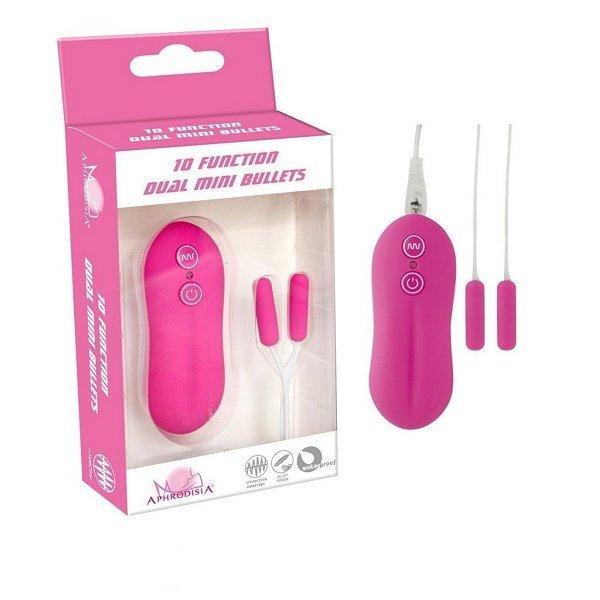 Black Friday Blowout 4720M      10 Function Dual Pink Vibrating Soft Touch Bullets - LAST CHANCE - Final Closeout!
