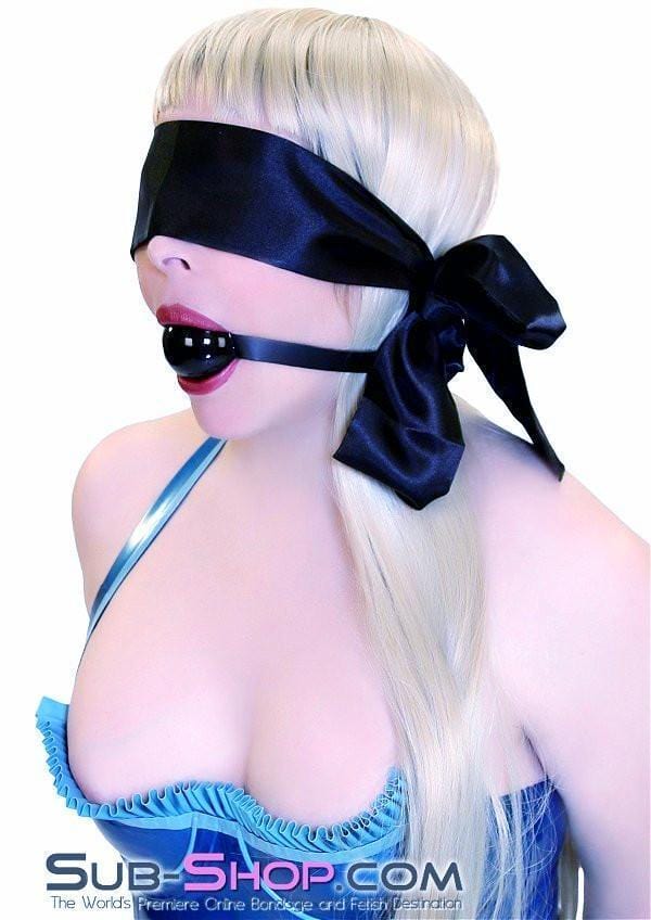 Blindfold 8975DL      Love Me Knot Black Satin Blindfold, Gag, or Tie Up