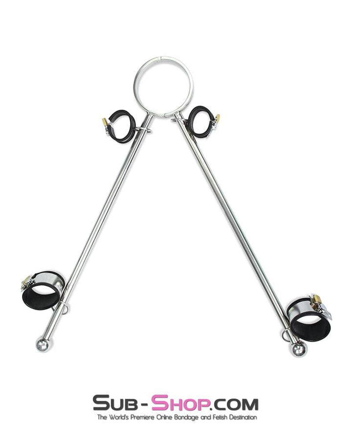 Bondage Set 0738M      Steel Tripod Bondage Collar Rig with Rubber Lined Steel Wrist and Ankle Cuffs