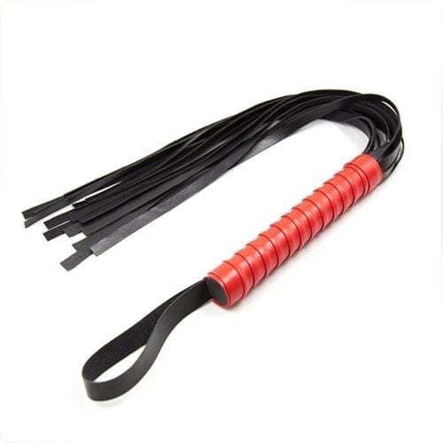 Bondage Set 2334M      Black and Red Bondage Cuffs, Collar, Leash, Gag, Rope, Whip and Blindfold Kit - 10 Pcs