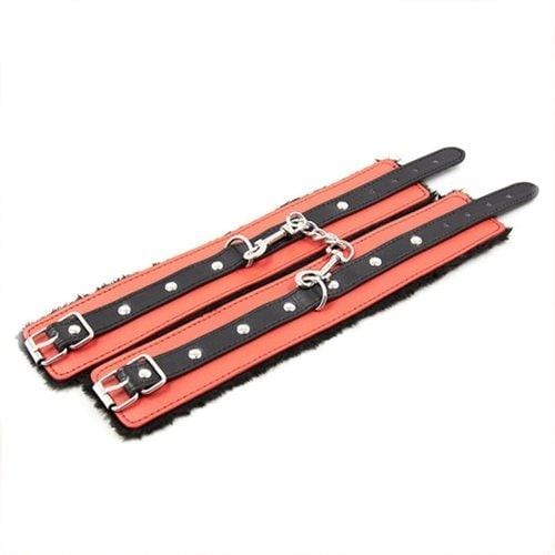 Bondage Set 2334M      Black and Red Bondage Cuffs, Collar, Leash, Gag, Rope, Whip and Blindfold Kit - 10 Pcs