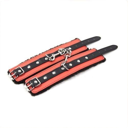 Bondage Set 2334M      Black and Red Bondage Cuffs, Collar, Leash, Gag, Rope, Whip and Blindfold Kit - 10 Pcs