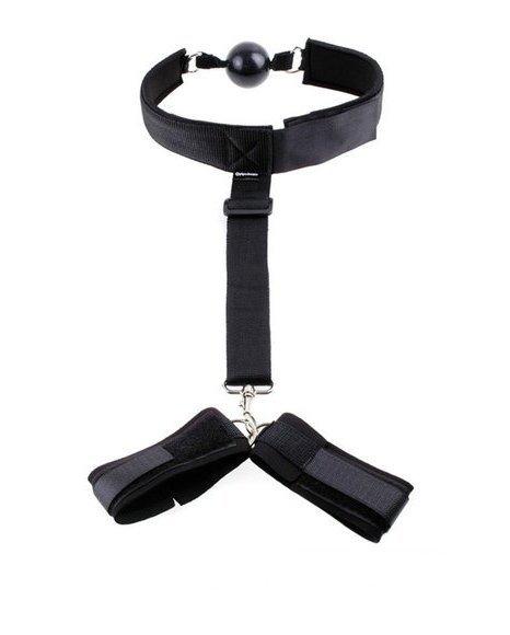 Bondage Set 9814M      Ball Gag and Connected Wrist Restraint System