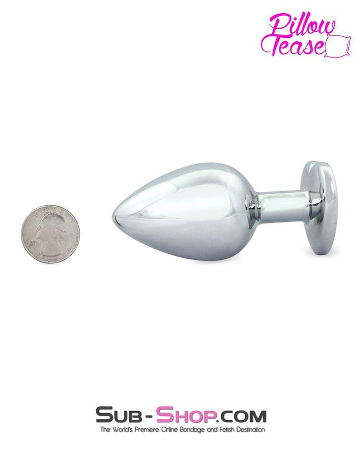 Butt Plug 0317E      Heart Diamond Gem Chrome Steel Butt Plug, Large