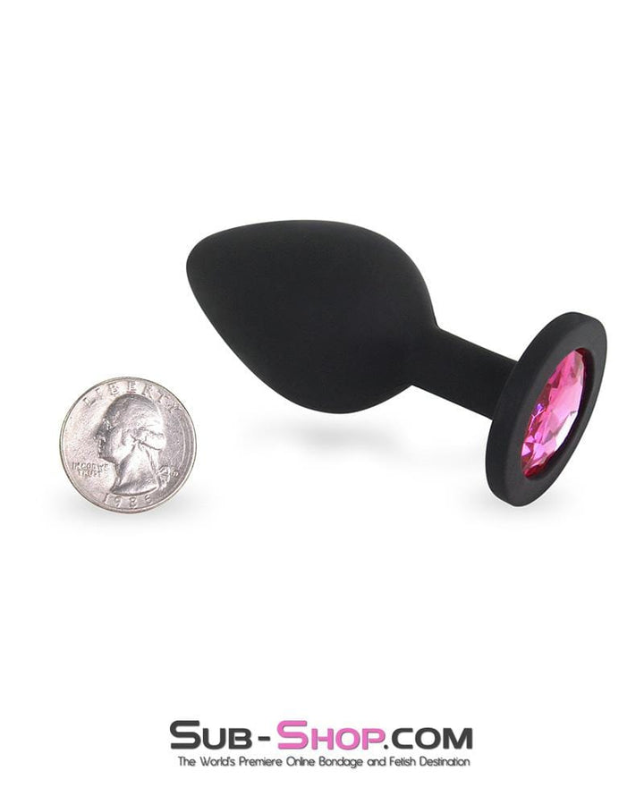 Butt Plug 3447M      Small Silicone Butt Plug with Sex Bomb Pink Gem