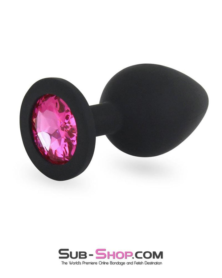 Butt Plug 3447M      Small Silicone Butt Plug with Sex Bomb Pink Gem