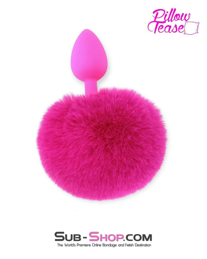 Butt Plug 3717M      Somebunny Loves You Pink Powder Puff Bunny Tail, Small Pink Silicone Plug