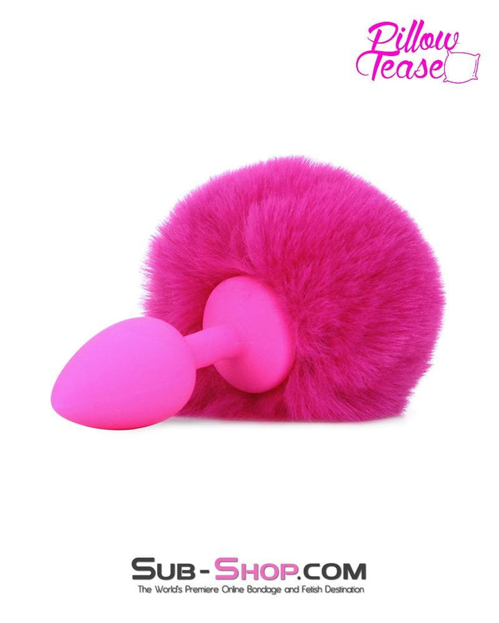 Butt Plug 3717M      Somebunny Loves You Pink Powder Puff Bunny Tail, Small Pink Silicone Plug