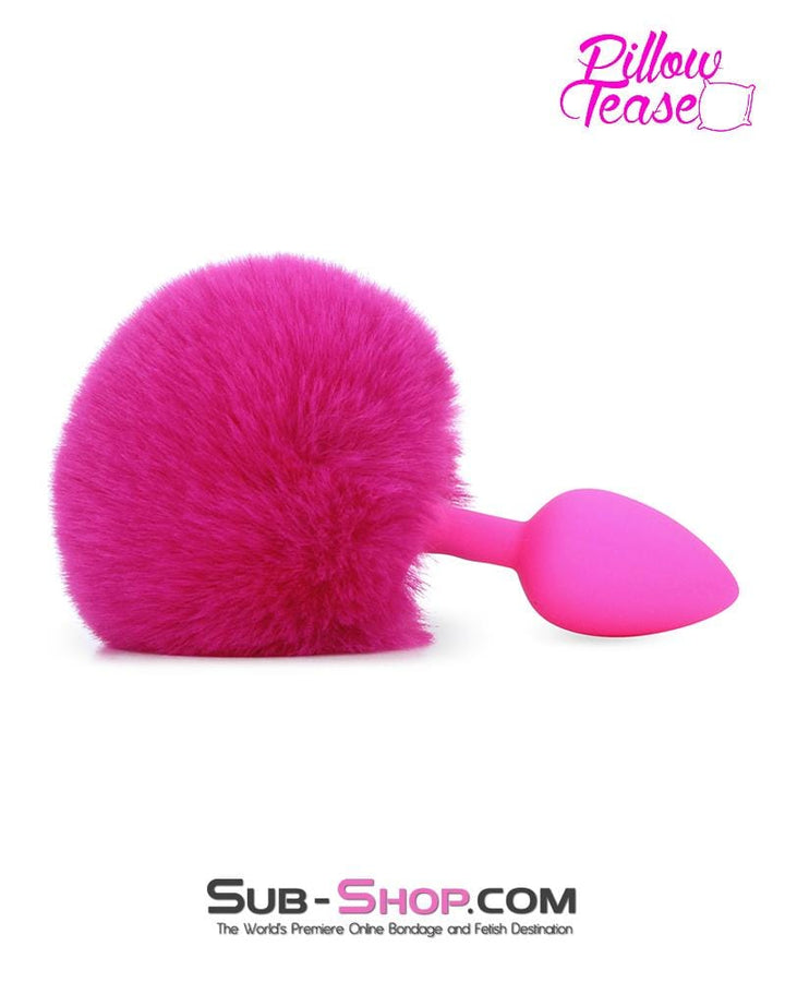 Butt Plug 3717M      Somebunny Loves You Pink Powder Puff Bunny Tail, Small Pink Silicone Plug