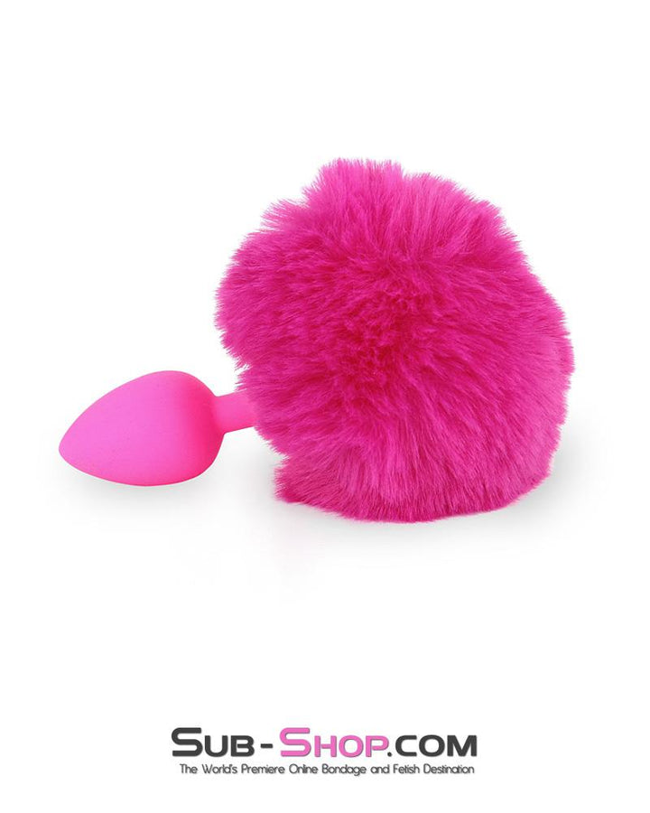 Butt Plug 3717M      Somebunny Loves You Pink Powder Puff Bunny Tail, Small Pink Silicone Plug