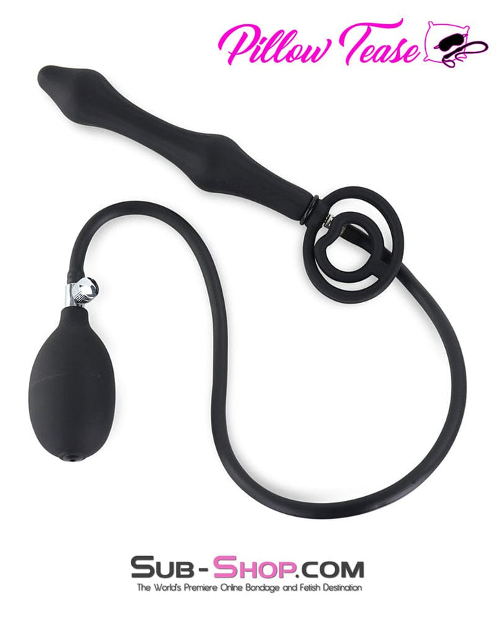 Butt Plug 6953DL      Inflatable Rubber Double Ball Anal Plug with Removable Pump Hose