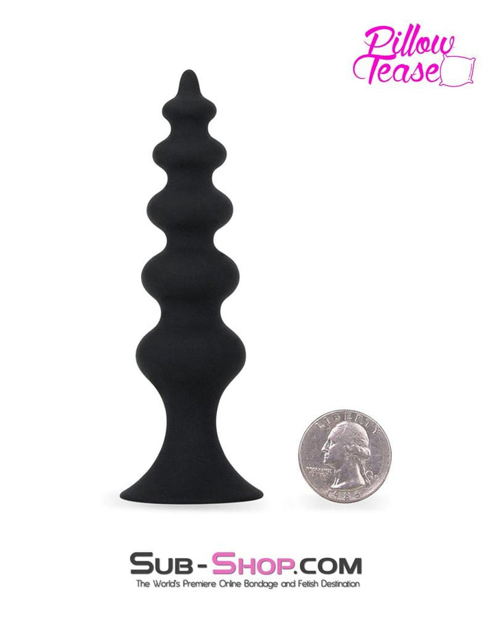 Butt Plug 7065S      Tower Ripple Black Silicone Graduated Butt Plug