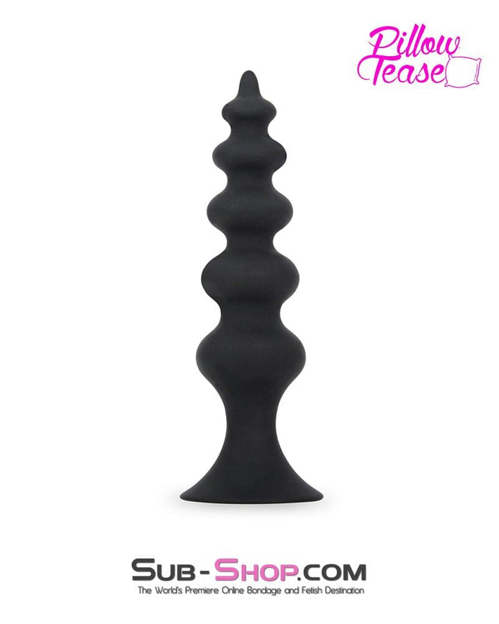 Butt Plug 7065S      Tower Ripple Black Silicone Graduated Butt Plug