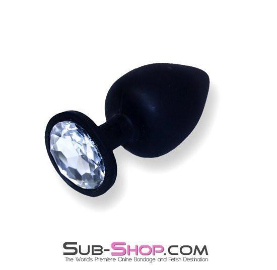 Butt Plug 8866MH      Soft Silicone Butt Plug with Crystal Tip, Large Plug Rhinestone Crystal