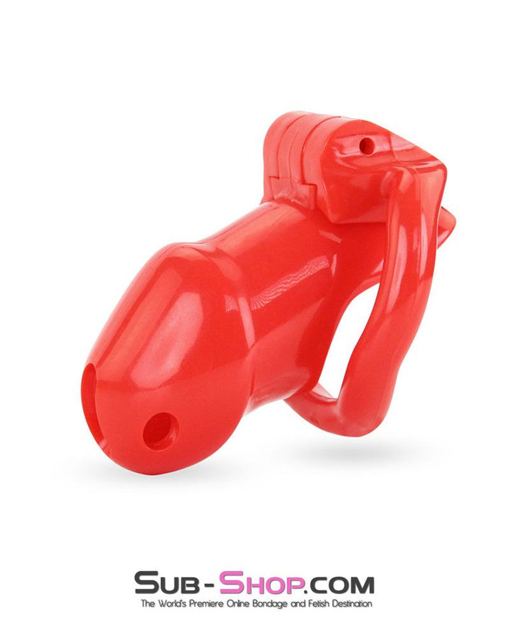 Chastity 0387AE      Redhead High Security Locking Short Male Chastity Cock Cage Sensation Device