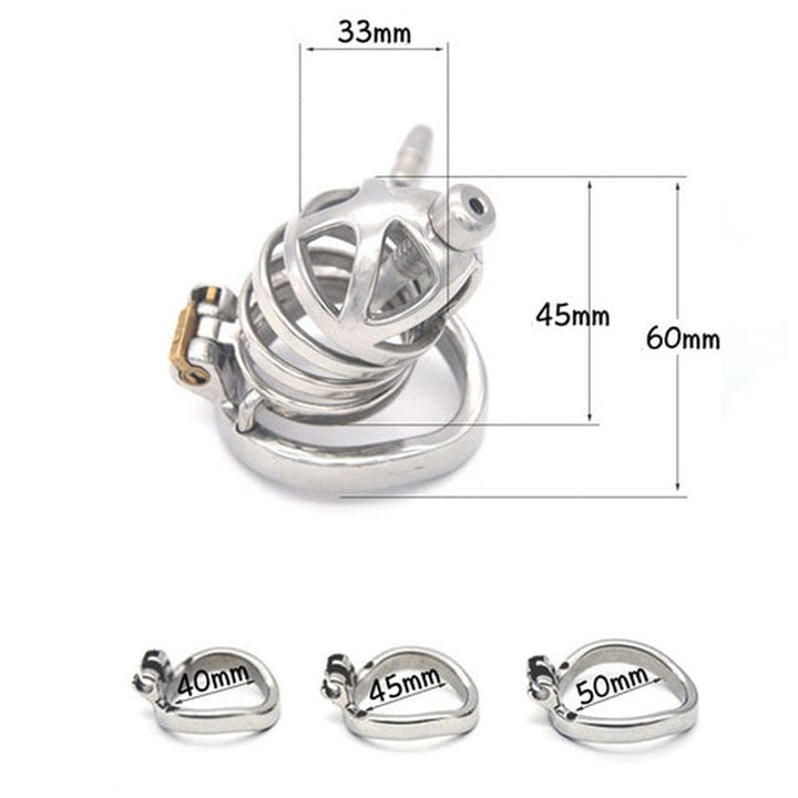 Chastity 0687M      Steel Cage Locking Chastity with Cum Thru Urethral Probe