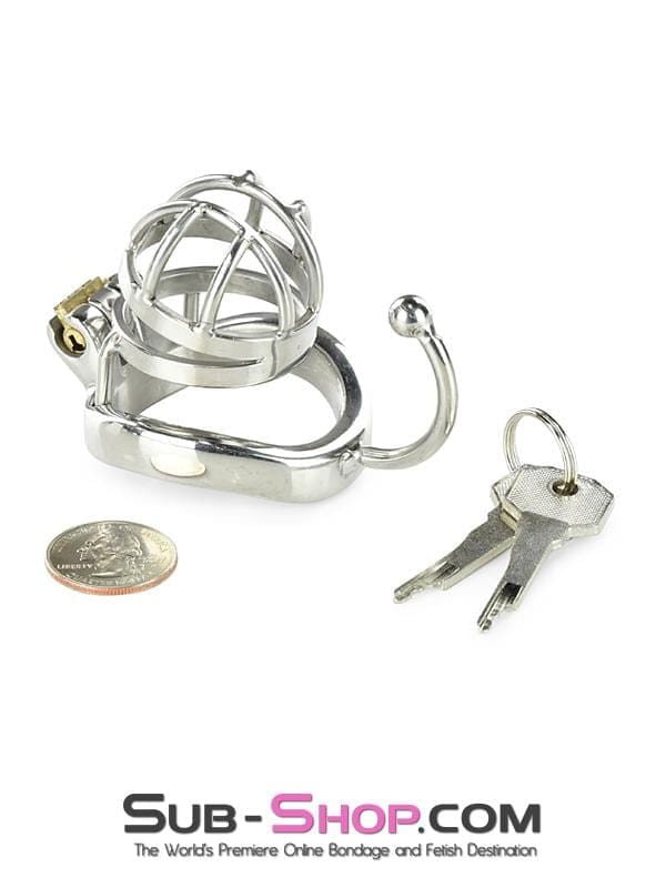 Chastity 0840RS      Tiny Cage High Security Chromed Steel Male Chastity with Ball Separation Rod