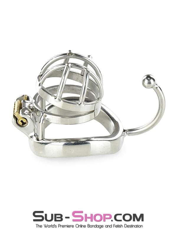 Chastity 0840RS      Tiny Cage High Security Chromed Steel Male Chastity with Ball Separation Rod